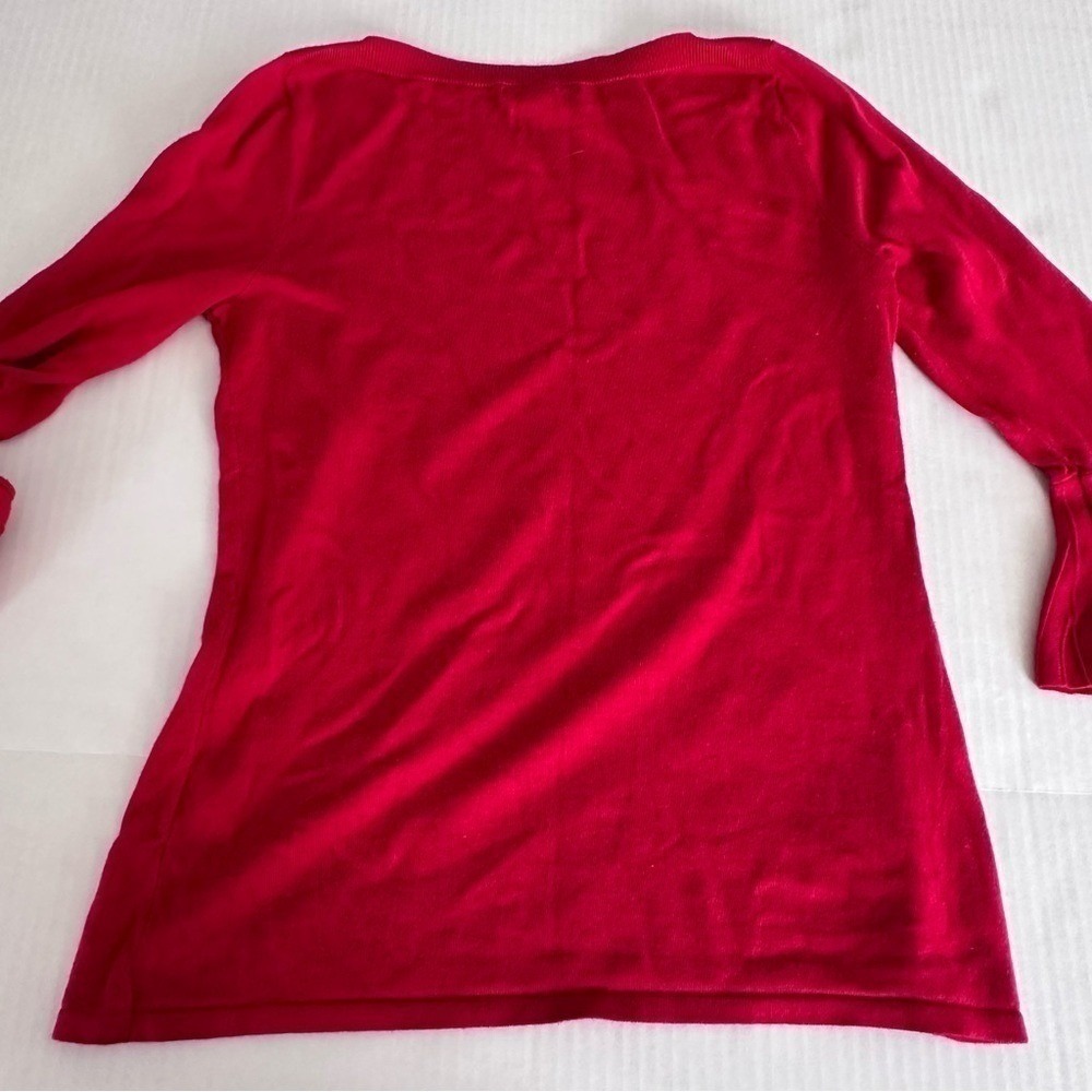 41 Hawthorn Womens Red Pleated Bell Sleeve Boat Neck Pullover Sweater Small - Picture 8 of 8